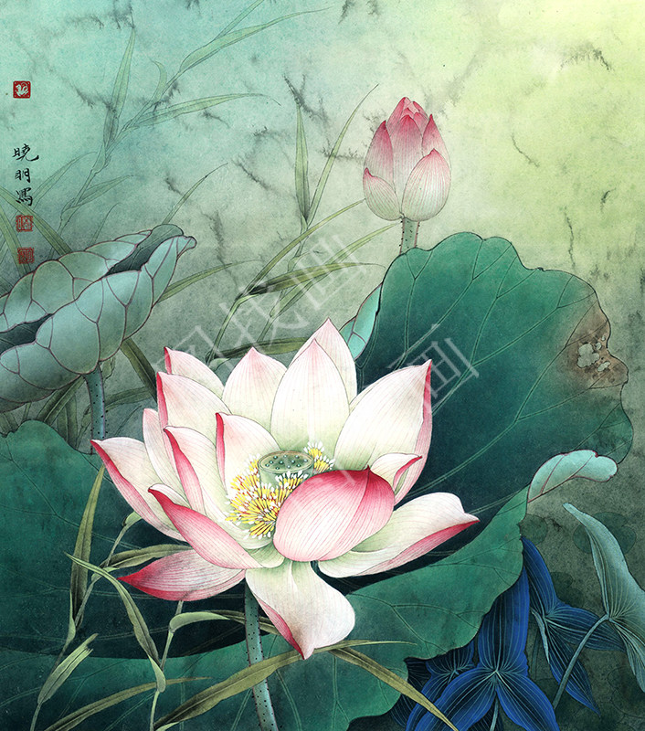 近现代 李晓明 荷香雅韵系列小品之五 30x34cm